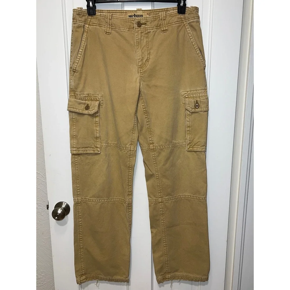 Urban Pipeline Mens Cargo Pants 34x32 Tan Khaki Cotton Straight Leg Y2K style